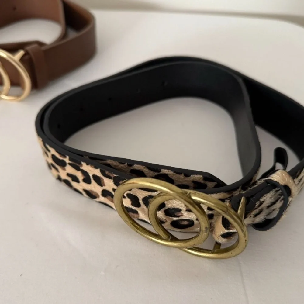 Stylish Women's Belt Set - Black, Brown, Leopard